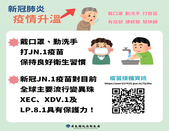 新冠疫情升溫，警覺這些症狀及早就醫！ 衛生局提醒：完整接種疫苗，守護健康更有力
