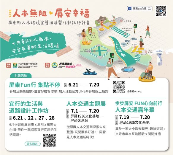 屏東暑期人本交通系列活動提前開跑，「屏東Fun行 集點不停」抽好禮，邀您一同體驗友善移動新生活