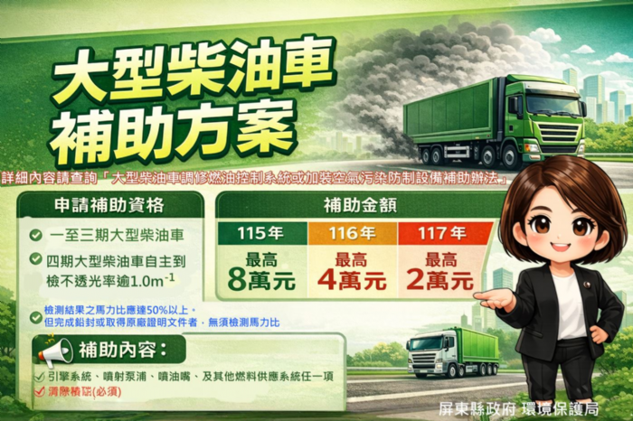 大型柴油車調修補助再延長，及早申請享高額補助！