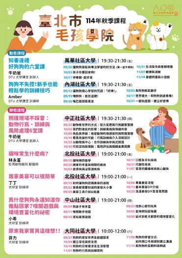 免費毛孩學院秋季班開跑，毛爸媽帶著狗狗一起快樂學習