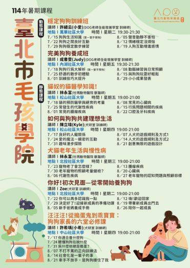 毛孩學院開課囉！北市動保處攜手社大推暑期寵物照護課，打造幸福毛家庭