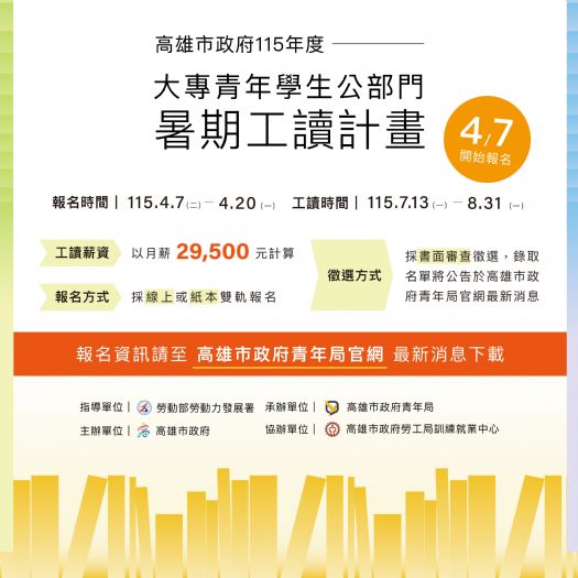 高雄青年暑期工讀開跑！走進公部門第一線，提早累積職場實戰力