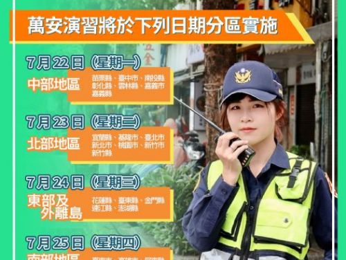 萬安47號演習將於下週實施，行人車輛請配合管制與演練