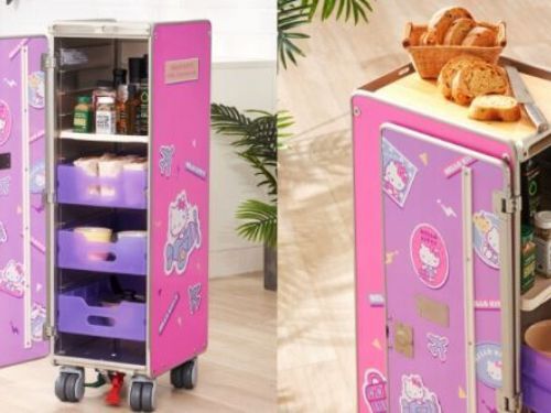 長榮航空推出限量Hello Kitty主題餐車！粉紫夢幻設計，完美下午茶零食儲藏選擇