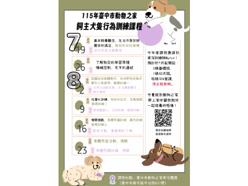 讀懂毛孩心聲，讓陪伴更有愛｜臺中犬隻行為訓練課程溫暖開跑