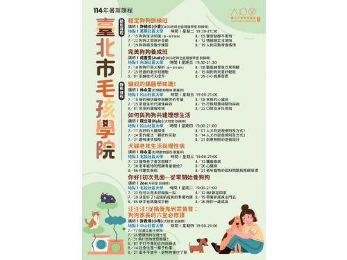 毛孩學院開課囉！北市動保處攜手社大推暑期寵物照護課，打造幸福毛家庭