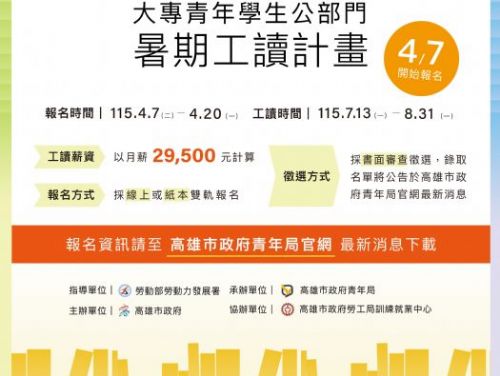 高雄青年暑期工讀開跑！走進公部門第一線，提早累積職場實戰力