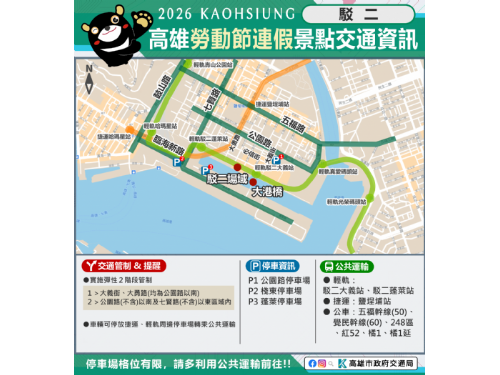 勞動節連假車潮多，高市籲多用公共運輸、留意交通管制資訊