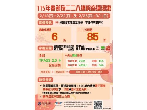 高屏春節疏運啟動，客運優惠最低6折