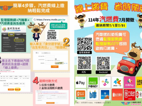 2025年7月汽車燃料使用費開徵提醒 — 多元繳費方式輕鬆又便利！