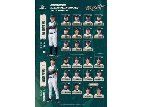 迎接隊史第 3 年一軍賽季！台鋼雄鷹 2026 教練團成形，名將助陣春訓