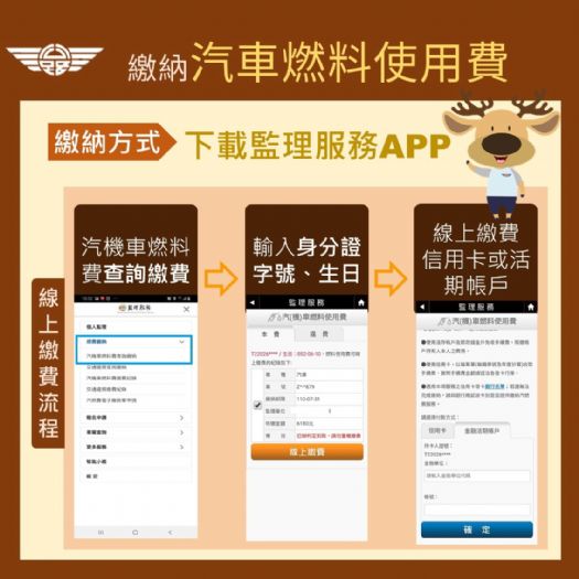 汽(機)車燃料使用費催繳通知繳納期限至114年12月31日